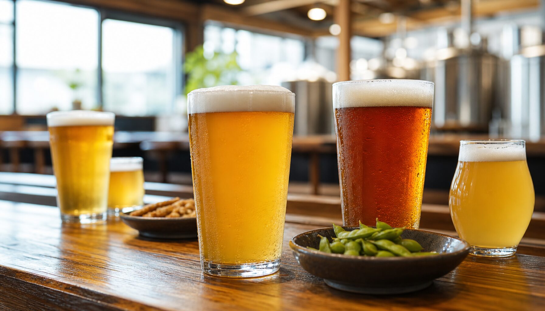 タップルームで楽しむ出来たてビール
