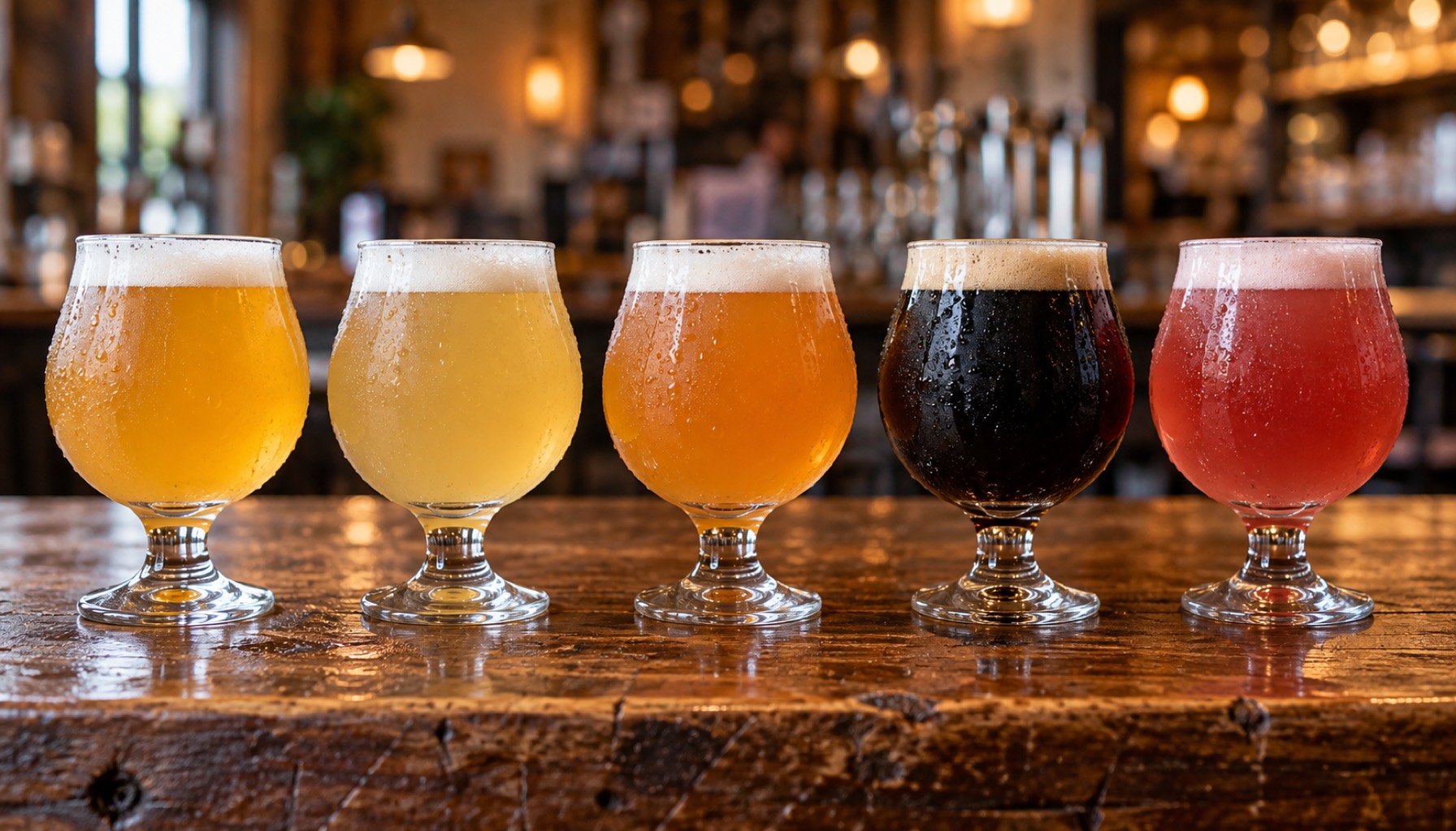 タップにつながる5系統のビール