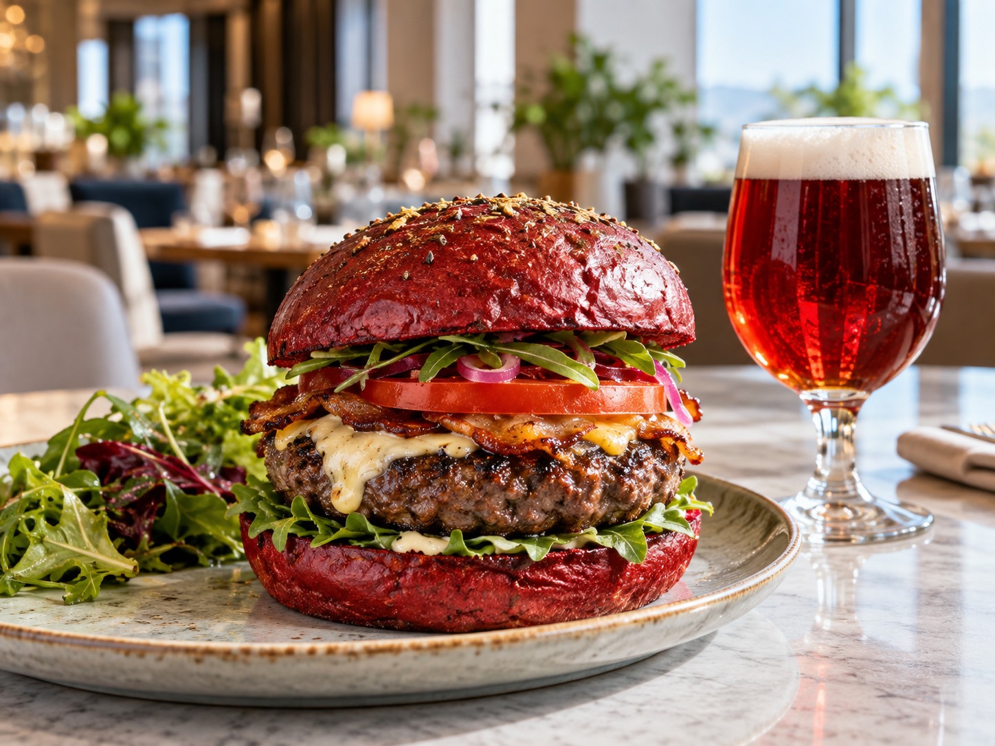 飲めるのはホテルの「Talk Shop」。記念バーガーと宿泊プランも出た
